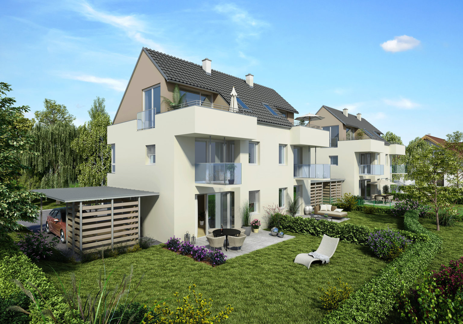 Doppelhäuser mit ausgebauten Dachgeschossen in der Nähe der Stadt Salzburg