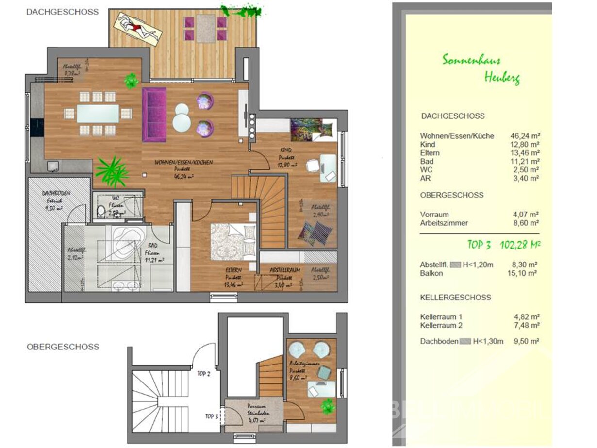 Dachgeschoss-Maisonette Top 3 mit großer Terrasse