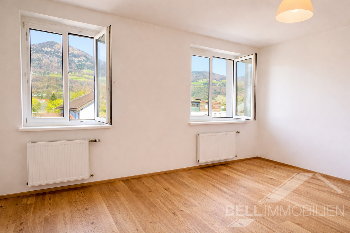 Schlafzimmer mit Gaisbergblick